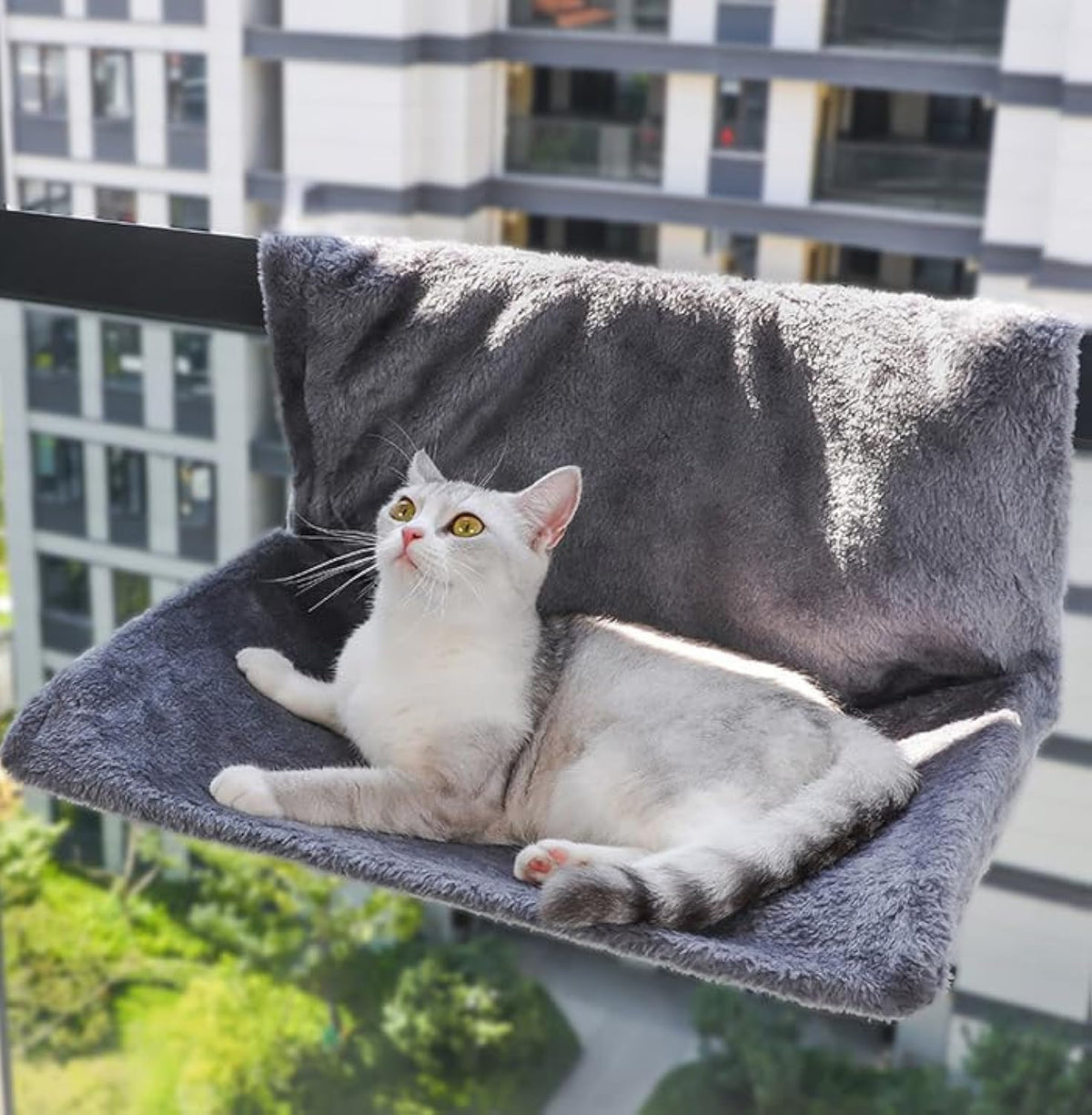 Premium Grey Faux Fur Cat Hammock Cat Window Perch Radiator Cat Bed Cat Window Hammock Cat Window Bed Cat Hammock for Window Cat Window Seat Window Cat Perch Window Cat Bed