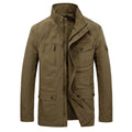 Men's Casual Mid-Length Cotton Jacket for Spring/Fall