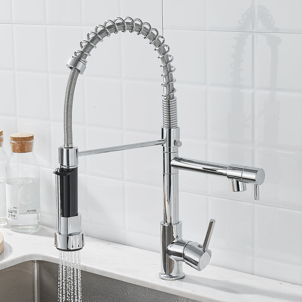 Brushed Nickel Dual-Function Kitchen Faucet