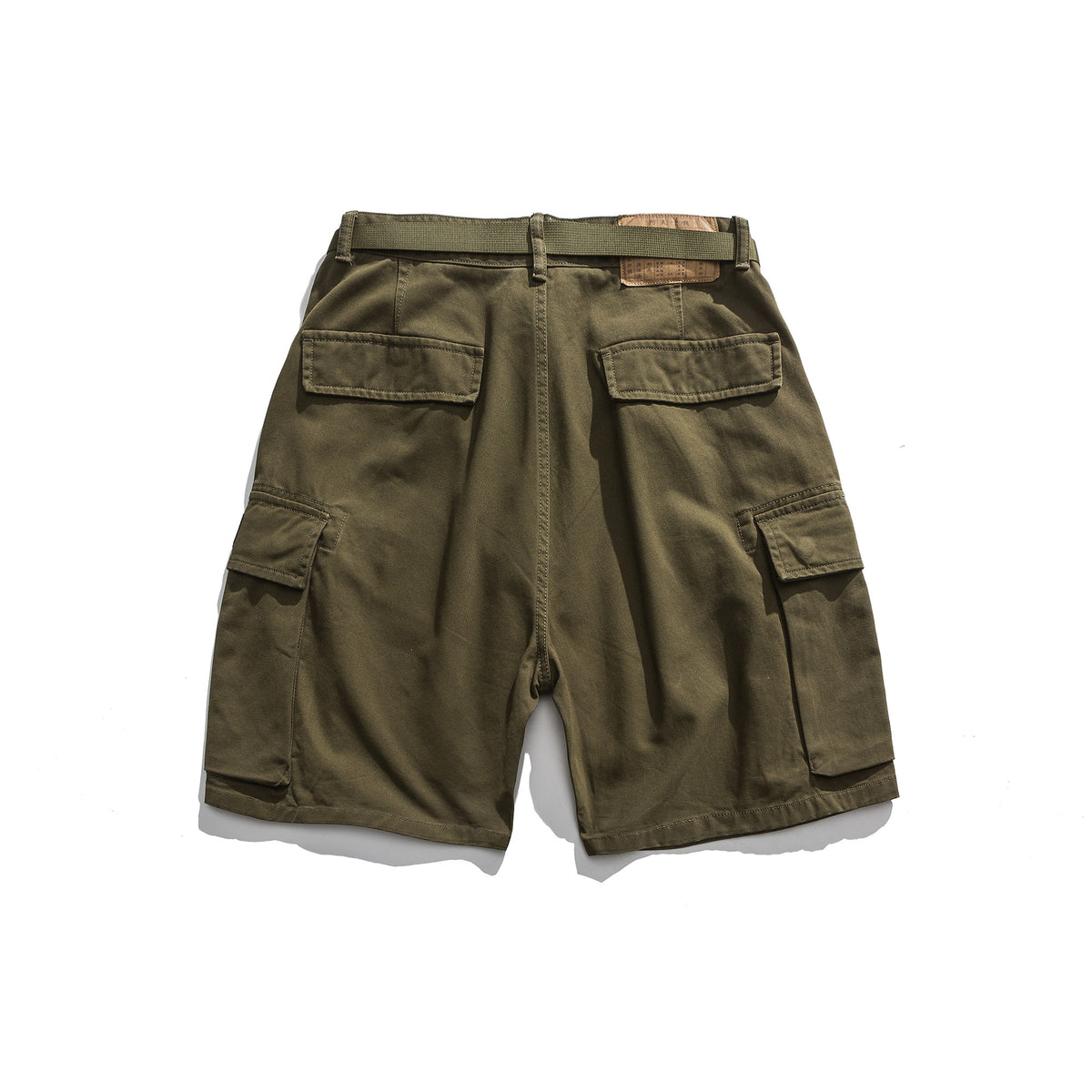 Multi-Pocket Khaki Army Green Work Shorts