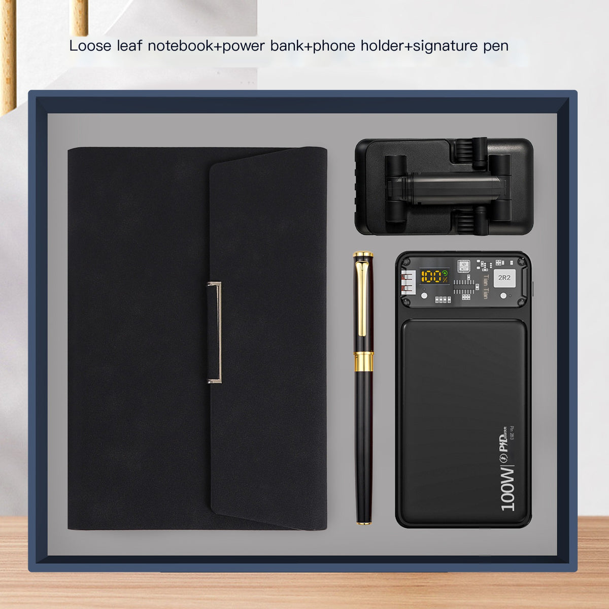 A5 Business Notebook Gift Set with Pen and Power Bank