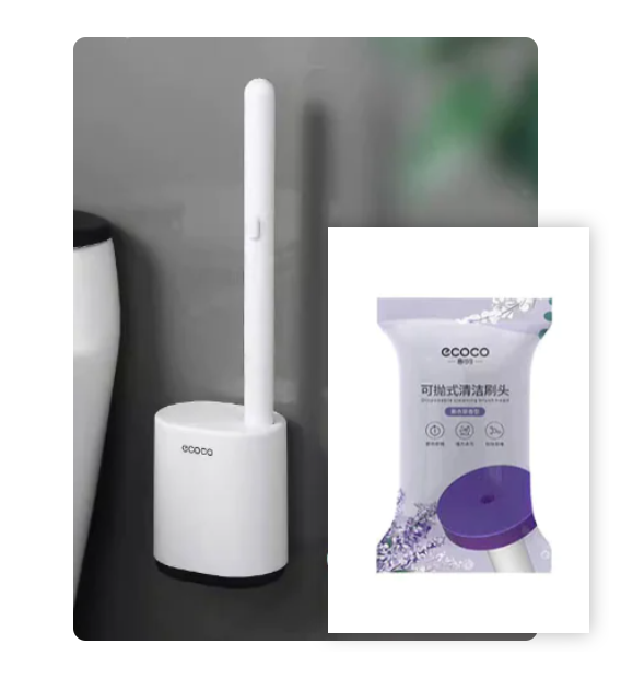 Disposable Toilet Brush with Cleaning Liquid (One Set)