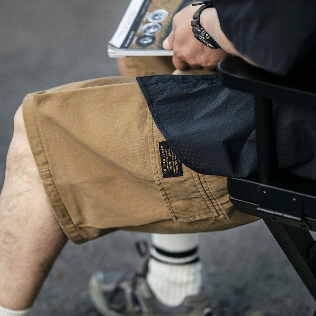 Multi-Pocket Khaki Army Green Work Shorts