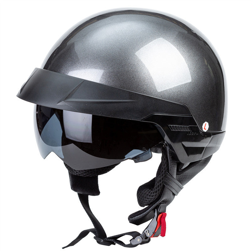Retro Harley Motorcycle Helmet with Built-in Visor