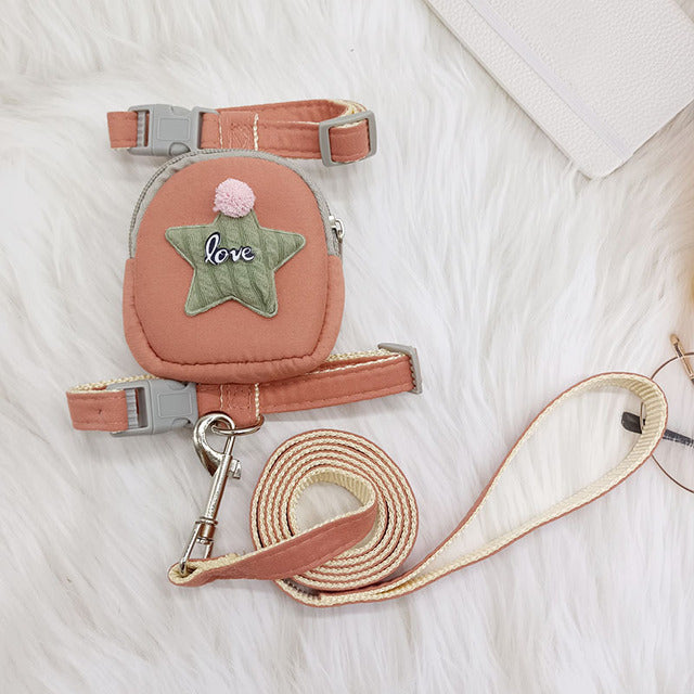 Adjustable Dog Traction Rope with Backpack Accessories